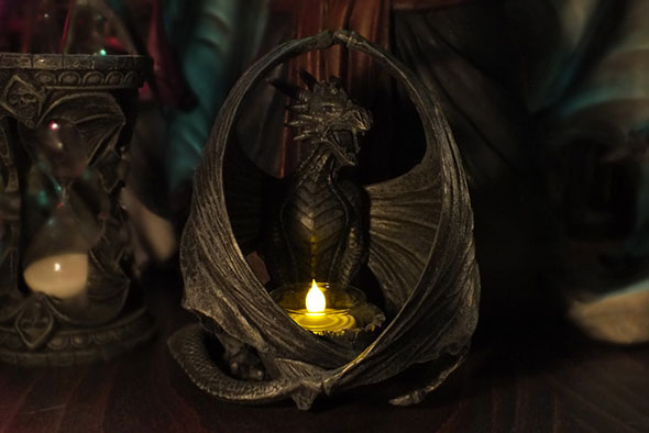 ダークドラゴン キャンドルホルダー Winged Dark Dragon Votive Holder ...