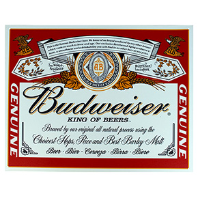 バドワイザーラベルロゴ ティンサイン Budweiser Label Metal