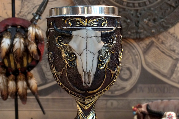 ブルスカル ゴシック ワインゴブレット Bull Skull Decorative Gothic Goblet