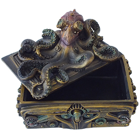 スチームパンク オクトパス(タコ)スクエアボックス Steampunk Octopus Square Trinket Box