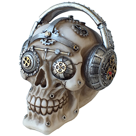 スチームパンクギア スカルヘッド ヘッドフォンスカル Steampunk Gear Skull with Headphones