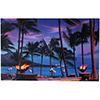 ハワイアン キャンバスアートピクチャー 栗山義勝氏作 Hawaii Diamond Head Palm tree Beach Night(ライト付)