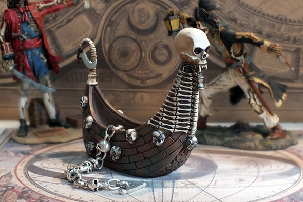 スケルトンスカル カロンの船オブジェ Charon’s Ferry Figurine Boat 