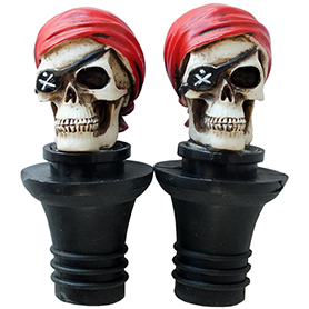 パイレーツ(海賊)スカル ワインストッパー(ペア) Pirate Skull Wine Stopper 2P
