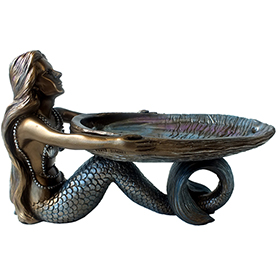 マーメイド(人魚)アバロンシェルトレイスタチュー Mermaid with Abalone Shell Statue 