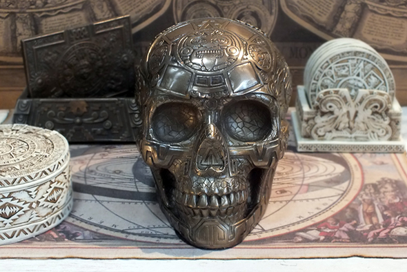 マヤ文明 アステカ(暦石)カレンダー ブロンズ アステカスカル Bronze Aztec Skull 