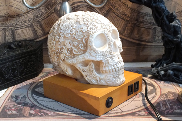 フローラルスカルシェード テーブルランプ Day of the Dead Floral Skull Lamp 