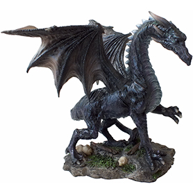 ミディアム ブラックミッドナイトドラゴン フィギュア Medium Black Midnight Dragon Figurine
