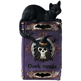 呪文（魔法書）スペルブック マジック（黒猫と魔女）LEDライトアップデコ  Spell Book of Magic LED Lights-up Blackcat＆witch