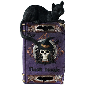 呪文(魔法書)スペルブック マジック(黒猫と魔女)LEDライトアップデコ Spell Book of Magic LED Lights-up Blackcat&witch