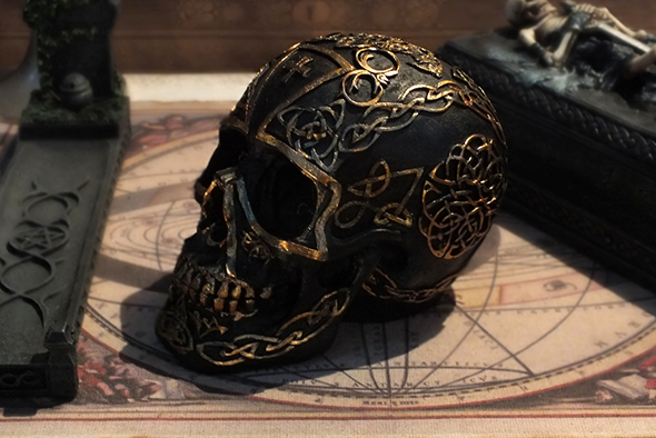 セルティッククロス スカルヘッド BK Celtic Cross Black Skull Head   