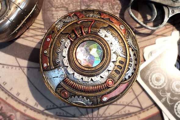 スチームパンク ラウンド装飾小物入れボックス Steampunk Round Trinket Box