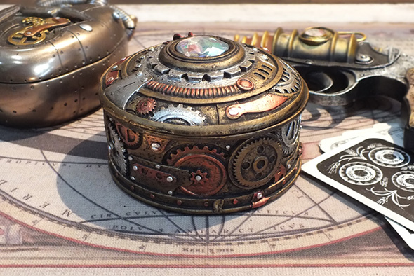 スチームパンク ラウンド装飾小物入れボックス Steampunk Round Trinket Box