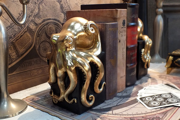 ゴールド オクトパス(タコ)ブックエンドセット Octopus Bookends Gold Home Decor Figure