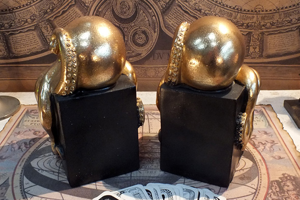 ゴールド オクトパス(タコ)ブックエンドセット Octopus Bookends Gold Home Decor Figure