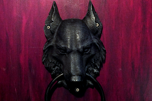 ゴシックウルフガーゴイルドアノッカー Gothic Wolf Gargoyle Door Knocker