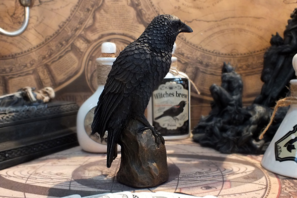 レイヴン スタチュー(像) カラスの置物 Raven on rocky Statue 8730