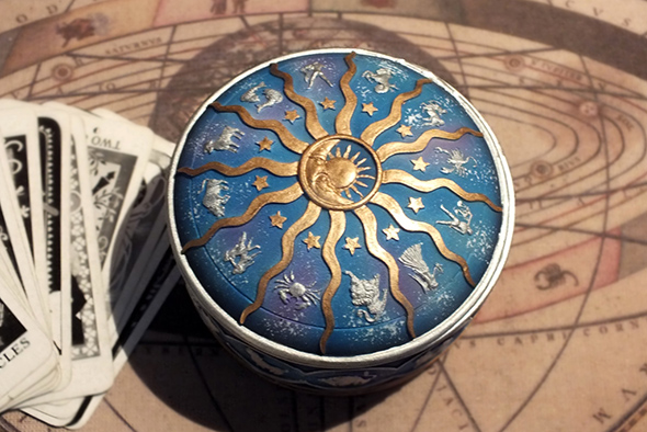 12星座ゾディアック(黄道帯)ラウンド小物入れボックス Zodiac Round Trinket Box 