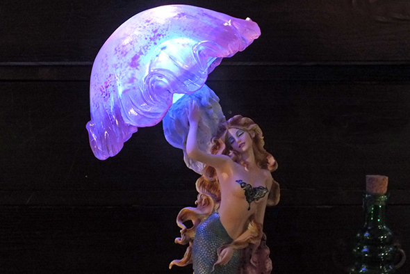 マーメイド(人魚)とクラゲ LEDナイトランプ オブジェ Mermaid with Jellyfish Led Night Lamp Objet