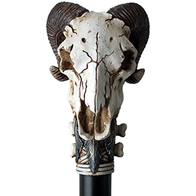 ネイティブアメリカン ラムホーンスカル ウォーキングステッキ
Native Ram Horned Skull Walking Cane