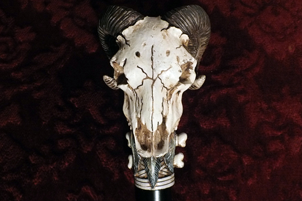 ネイティブアメリカン ラムホーンスカル ウォーキングステッキ
Native Ram Horned Skull Walking Cane