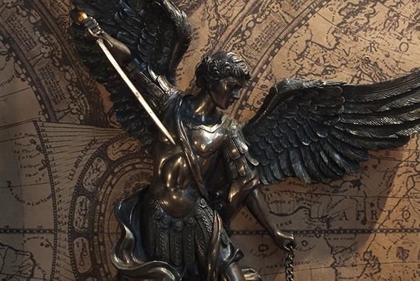 大天使聖ミカエル ハンギング(壁掛け)ブロンズ像 ウォールプラーク St.Michael Bronze Wall Plaque 
