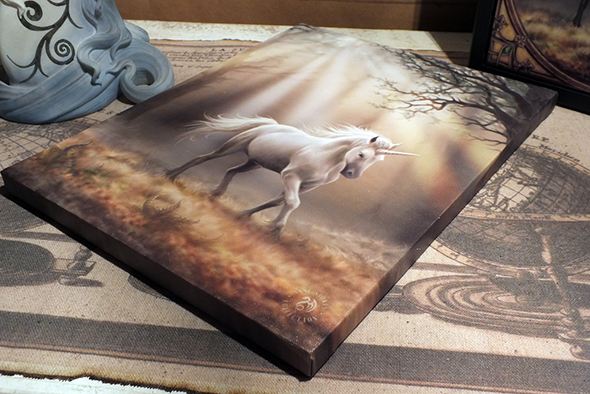 アンストークス ユニコーンキャンバスアートプリントフレーム Anne Stokes Glimpse Of A Unicorn Canvas Picture 
