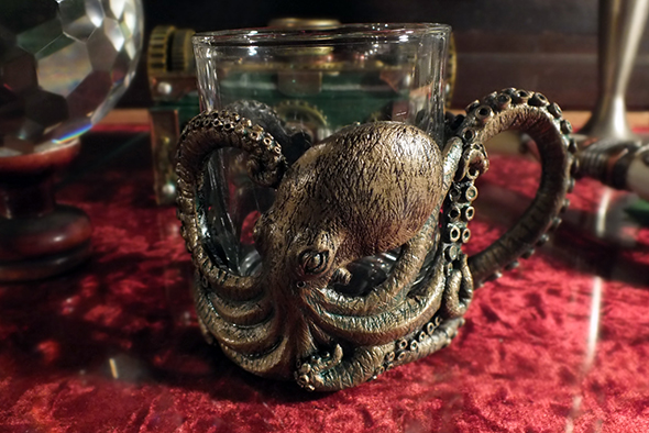 オクトパス(タコ) レジンカップホルダー付 ガラスマグ 3D Octopus Resin Cup Holder Glass Mug