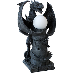 ゴシックドラゴン キャッスルタワー テーブルランプ スタチュー(像)Ｌ Gothic Dragon Castle Tower Medieval Table Lamp Statue L  