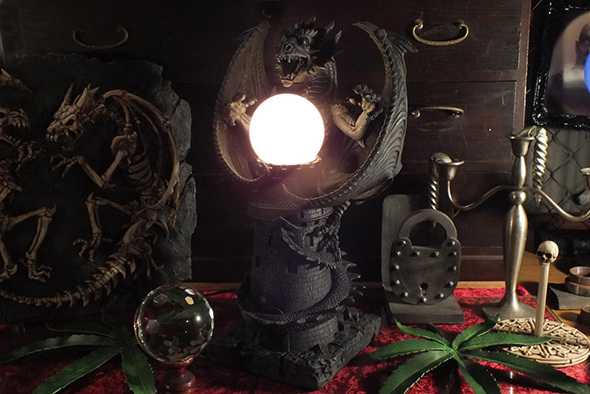 ゴシックドラゴン キャッスルタワー テーブルランプ スタチュー(像)Ｌ Gothic Dragon Castle Tower Medieval Table Lamp Statue L  