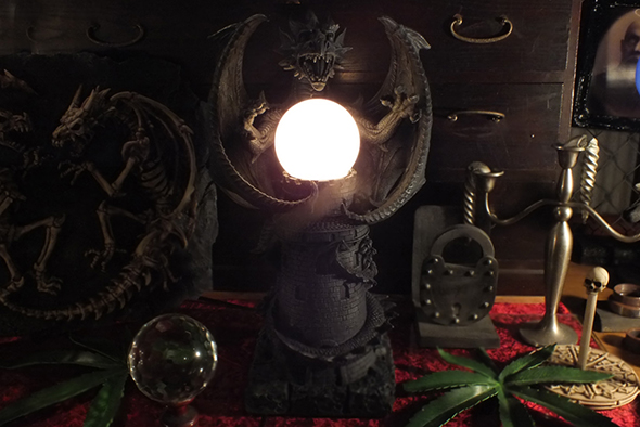 ゴシックドラゴン キャッスルタワー テーブルランプ スタチュー(像)Ｌ Gothic Dragon Castle Tower Medieval Table Lamp Statue L  