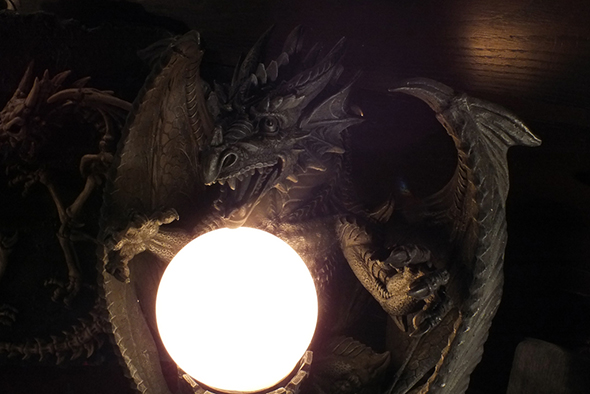 ゴシックドラゴン キャッスルタワー テーブルランプ スタチュー(像)Ｌ Gothic Dragon Castle Tower Medieval Table Lamp Statue L  