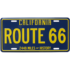 ライセンスメタルサインプレート ルート66 California ROUTE66 BL＆YE
