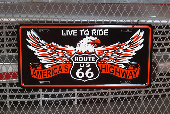 ライセンスメタルサインプレート ルート66 LIVE TO RIDE ROUTE66
